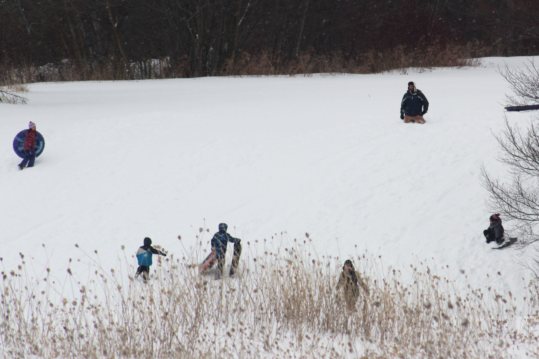 Sledding on a golf course